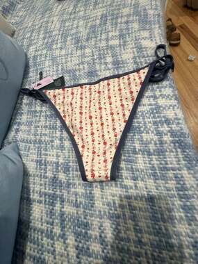 Wild Fable Floral and Cherry Print Denim Trim Bikini Bottoms